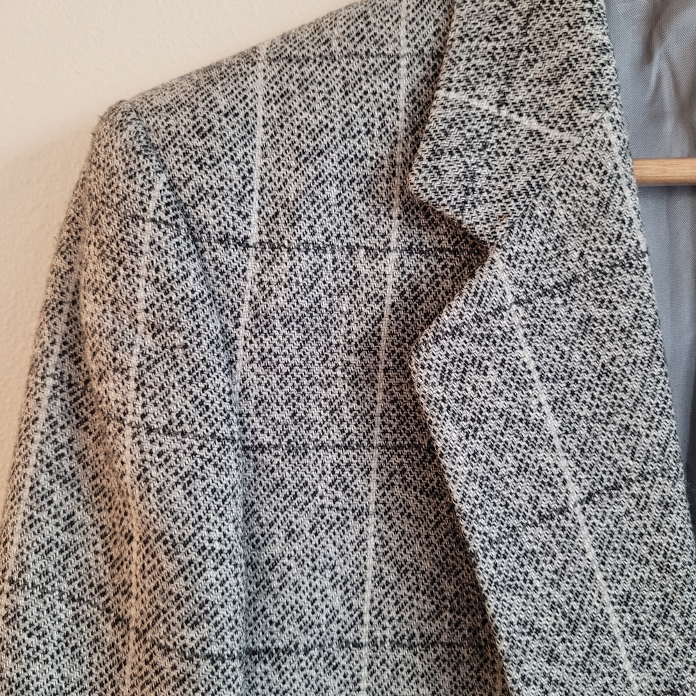 Vintage Sears Classic Gray Plaid Wool Men's Blazer - Picture 2 of 7